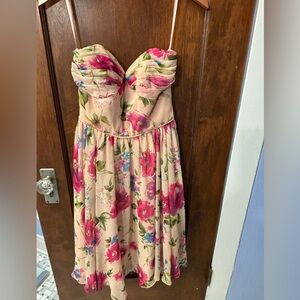 Unique Vintage Floral Strapless Dress